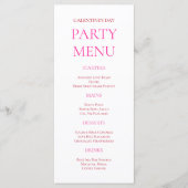Bold Pink XOXO Girls Night Galentine's Day Party メニュー (正面)