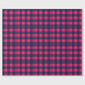 Bold Pixel Buffalo Check Plaid Pink Navy ラッピングペーパー (フラット)