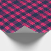Bold Pixel Buffalo Check Plaid Pink Navy ラッピングペーパー (角)