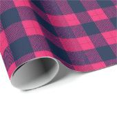 Bold Pixel Buffalo Check Plaid Pink Navy ラッピングペーパー (ロールコーナー)