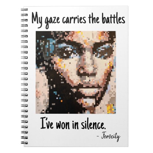 Bold Pixel Portrait in Vivid Tones ノートブック (正面)