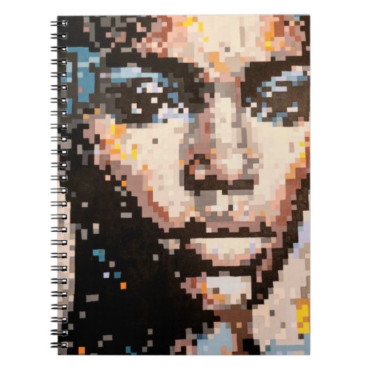 Bold Pixel Portrait in Vivid Tones ノートブック (正面)