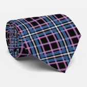 Bold Plaid Necktie – Black, Blue & Lavender Grid ネクタイ (ロール)