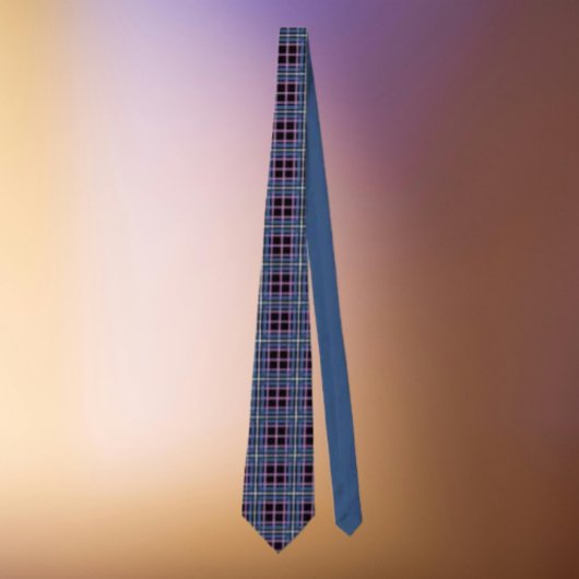 Bold Plaid Necktie – Black, Blue & Lavender Grid ネクタイ