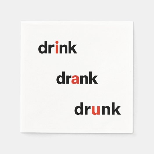 Bold Plain Drink Drank Drunk Spelled Out Cocktail スタンダードカクテルナプキン (正面)