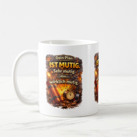 Bold Plan Quote – Funny Explosion Design コーヒーマグカップ (左)