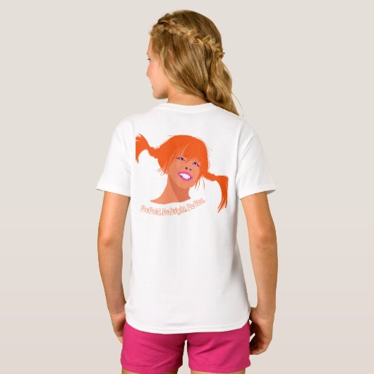 Bold Ponytail Pop Art Kids T-Shirt – Fun, Bright  Tシャツ (裏面フル)