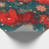 Bold Pop Art Christmas Floral with Birds ラッピングペーパー (角)