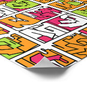 Bold Pop Art Graffiti Seamless Fabric and Paper ポスター (角)