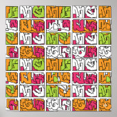 Bold Pop Art Graffiti Seamless Fabric and Paper ポスター (正面)