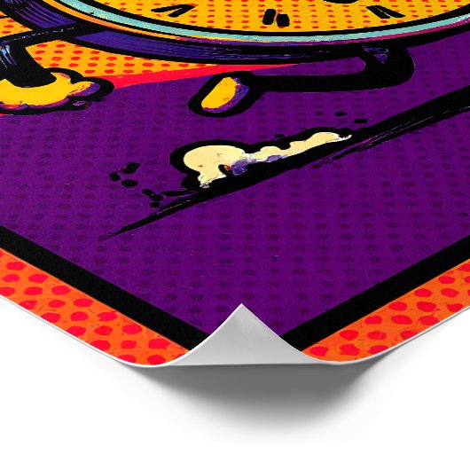 Bold Pop Art Graphic: Ablaze Clock with BEEP! ポスター (角)