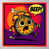 Bold Pop Art Graphic: Ablaze Clock with BEEP! ポスター (正面)