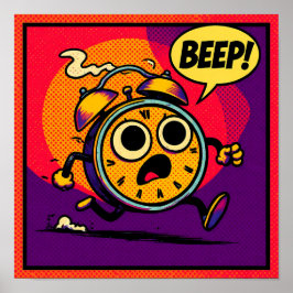 Bold Pop Art Graphic: Ablaze Clock with BEEP! ポスター