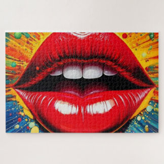 Bold Pop Art Lips Canvas ジグソーパズル