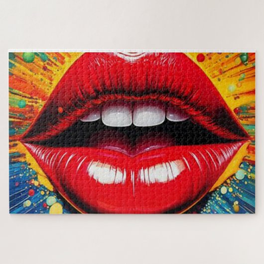 Bold Pop Art Lips Canvas ジグソーパズル (横)