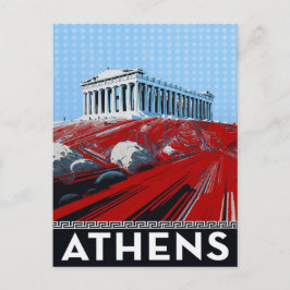 Bold Pop Art Style Athens Parthenon Greece ポストカード