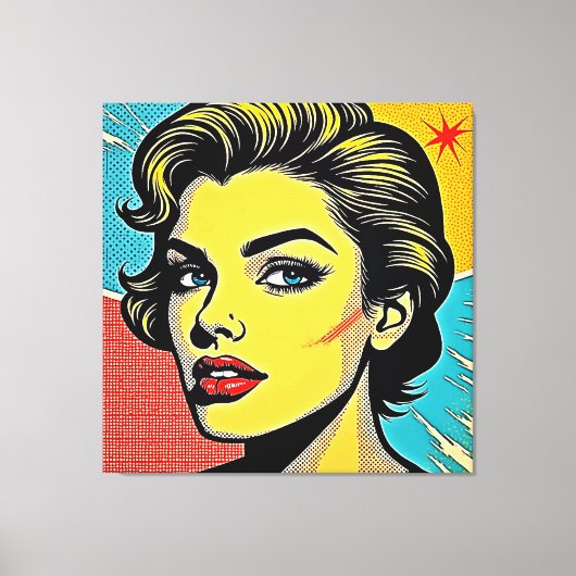 Bold Pop Art Woman Defined キャンバスプリント (正面)
