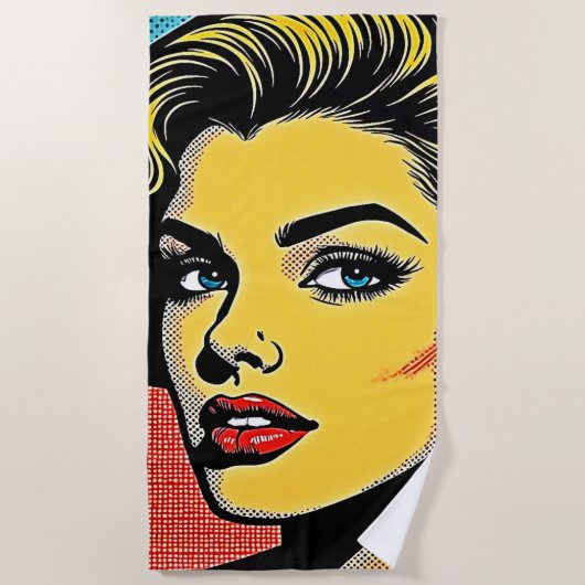 Bold Pop Art Woman Defined ビーチタオル (正面)