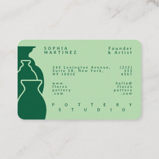 Bold Pottery Vase Silhouette Design 名刺 (裏面)