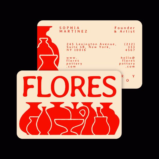 Bold Pottery Vase Silhouette Design 名刺