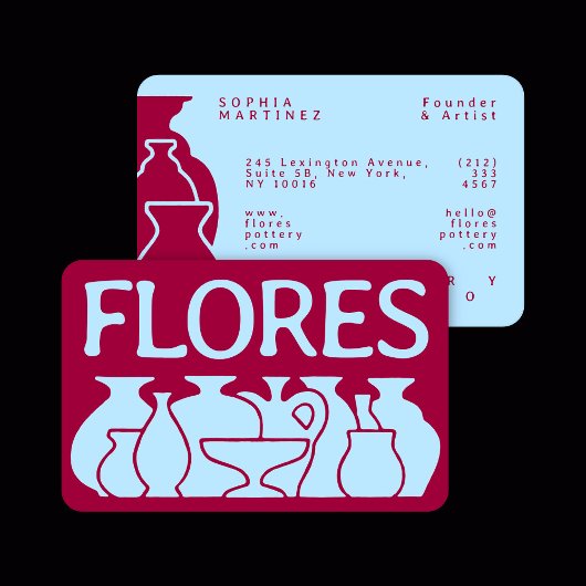 Bold Pottery Vase Silhouette Design 名刺