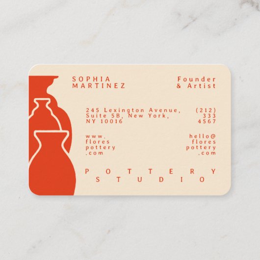 Bold Pottery Vase Silhouette Design 名刺 (裏面)