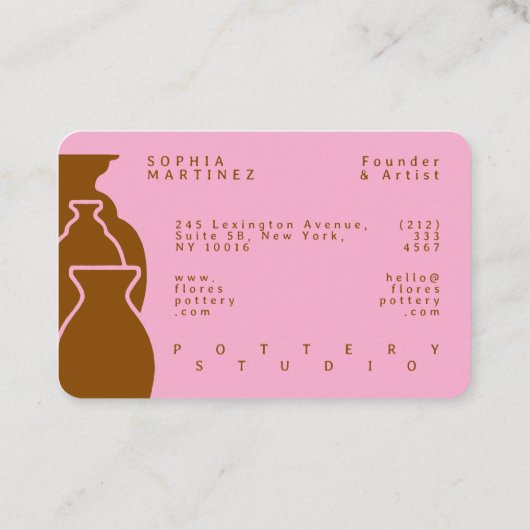 Bold Pottery Vase Silhouette Design 名刺 (裏面)
