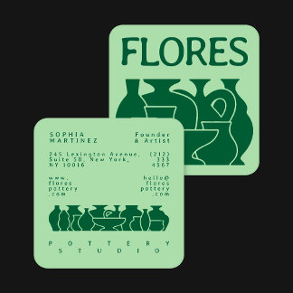 Bold Pottery Vase Silhouette Design Business Card スクエア名刺