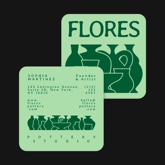Bold Pottery Vase Silhouette Design Business Card スクエア名刺