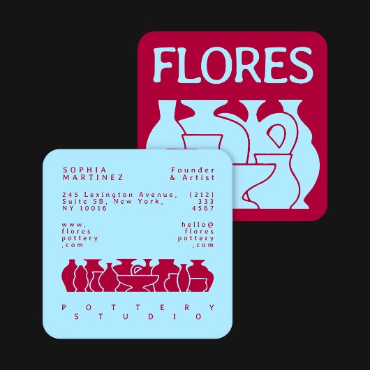 Bold Pottery Vase Silhouette Design Business Card スクエア名刺