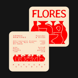 Bold Pottery Vase Silhouette Design Business Card スクエア名刺