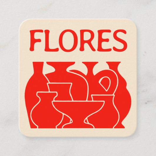 Bold Pottery Vase Silhouette Design Business Card スクエア名刺 (正面)