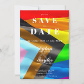 Bold Pride Flag Typography ウェディング セーブ・ザ・デート (正面)