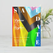 Bold Pride Flag Typography LGBTQ セーブ・ザ・デート (スタンド正面)