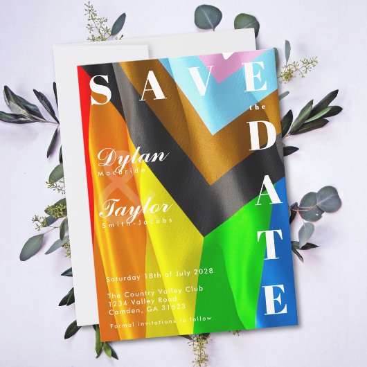 Bold Pride Flag Typography LGBTQ セーブ・ザ・デート