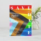 Bold Pride Flag Typography LGBTQ セーブ・ザ・デート (スタンド正面)