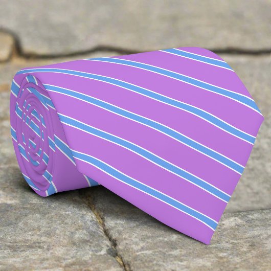 Bold Purple And Light Bule Stripes Luxury Wedding ネクタイ
