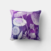 Bold Purple and Violet Wild Flower Art クッション (正面)