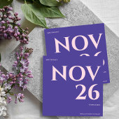 Bold Purple Blush Minimalist Wedding Save the Date 案内状