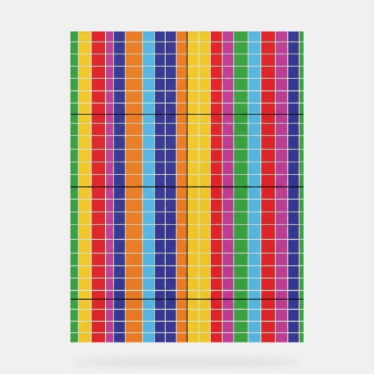 Bold Rainbow Grid Pattern Modern Art Poster アクリルサイン (正面)