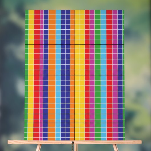Bold Rainbow Grid Pattern Modern Art Poster アクリルサイン (ニュートラル)