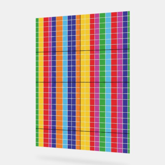Bold Rainbow Grid Pattern Modern Art Poster アクリルサイン (傾斜)