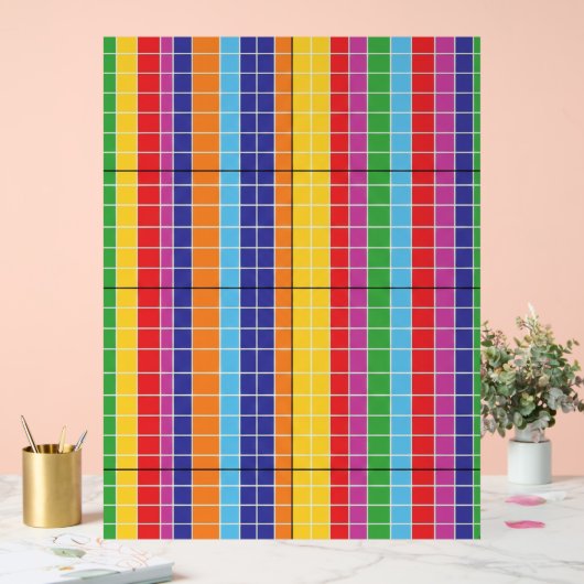 Bold Rainbow Grid Pattern Modern Art Poster アクリルサイン (ウェディング)