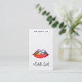 Bold Rainbow Lips Watercolor Drawing Makeup QR 名刺 (スタンド正面)
