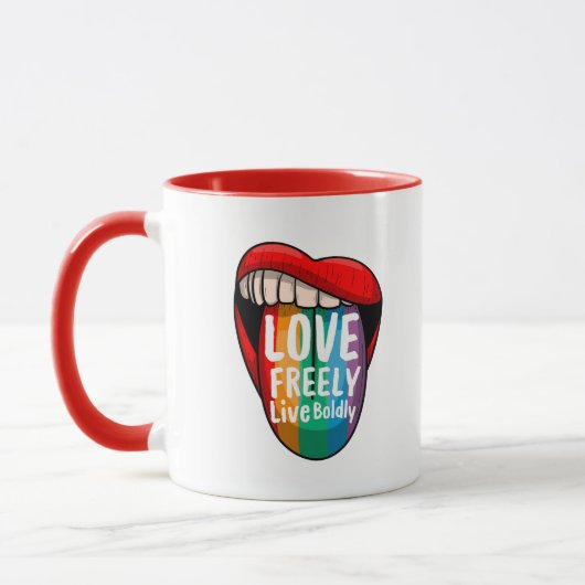 Bold Rainbow Pride Coffee Mug Proud & Loud LGBTQ マグカップ (左)