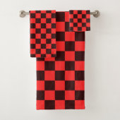 Bold Red and Black Checkered Pattern Design バスタオルセット (インサイチュ)