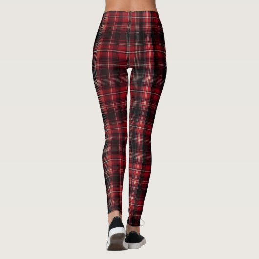 Bold Red and Black Tartan Plaid レギンス (裏面)
