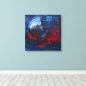 Bold Red and Blue Abstract Swirl Canvas Print キャンバスプリント (インサイチュ (ウッドフロア))