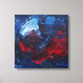 Bold Red and Blue Abstract Swirl Canvas Print キャンバスプリント