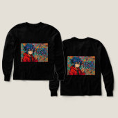 Bold Red Anime USA Graphic T-Shirt (デザイン 正面＆背面)